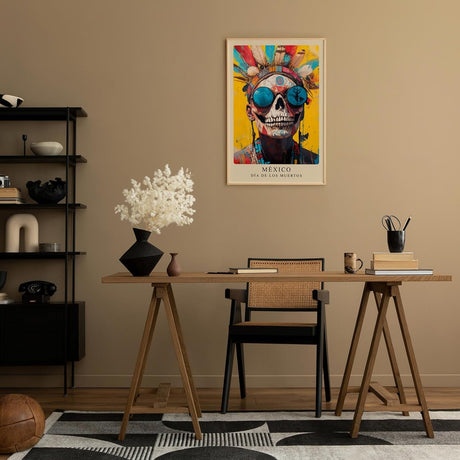 Paul Sinus Leinwandbild 60x90cm Día de los Muertos farbenfroh mystisch kunstvolle Wandkunst Totenschädel modern intensiv faszinierend spirituell