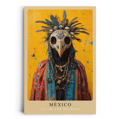 Paul Sinus Leinwandbild 60x90cm Día de los Muertos mystisch farbenfroh kunstvolle Wandkunst Totenkopfmaske rituell faszinierend detailreich intensiv