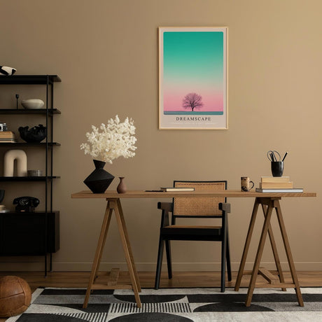 Paul Sinus Leinwandbild 80x120cm Dreamscape – Minimalismus, Natur, Farbverlauf, Ästhetik, Kunst, Träume, Harmonie, Balance, Landschaft, Meditativ, Ruhe