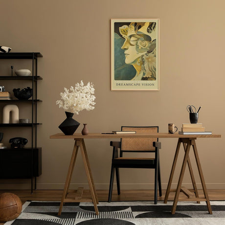 Paul Sinus Leinwandbild 60x90cm Dreamscape Vision – Surreal, Kunst, Fantasie, Traumwelt, Gesicht, Harmonie, Abstrakt, Mystik, Ästhetik, Gold, Struktur