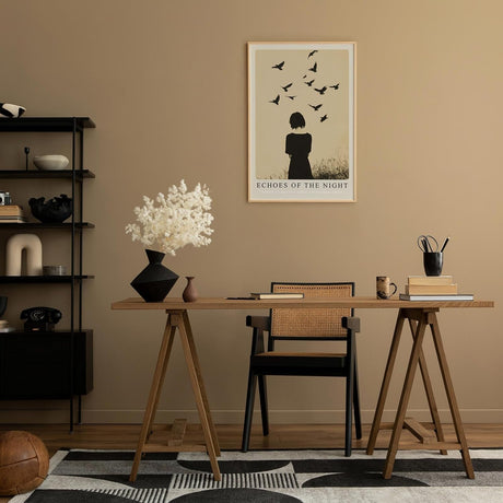 Paul Sinus Leinwandbild 60x90cm Echoes of the Night geheimnisvolle Silhouette mit Vögeln melancholisch minimalistisch nostalgisch ruhige Atmosphäre