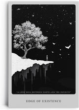 Paul Sinus Leinwandbild 80x120cm Edge of Existence – Minimalismus, Schwarz-Weiß, Surrealismus, Kunst, Universum, Einsamkeit, Tiefe, Unendlichkeit