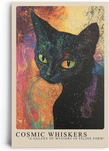 Paul Sinus Leinwandbild 60x90cm faszinierende Darstellung einer kosmischen Katze mit leuchtenden Augen, kunstvolle Wandkunst in galaktischen Farben