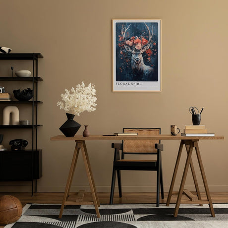 Paul Sinus Leinwandbild 60x90cm Floral Spirit – Natur, Hirsch, Wald, Blüten, Ästhetik, Kunst, Mystik, Magie, Eleganz, Symbolik, Wildnis, Ruhe, Anmut