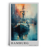 Paul Sinus Leinwandbild 80x120cm Hamburg – Schiff, Hafen, Elbe, Deutschland, Wasser, Sonnenuntergang, Industrie, Seefahrt, Romantik, Atmosphäre