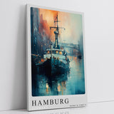 Paul Sinus Leinwandbild 80x120cm Hamburg – Schiff, Hafen, Elbe, Deutschland, Wasser, Sonnenuntergang, Industrie, Seefahrt, Romantik, Atmosphäre