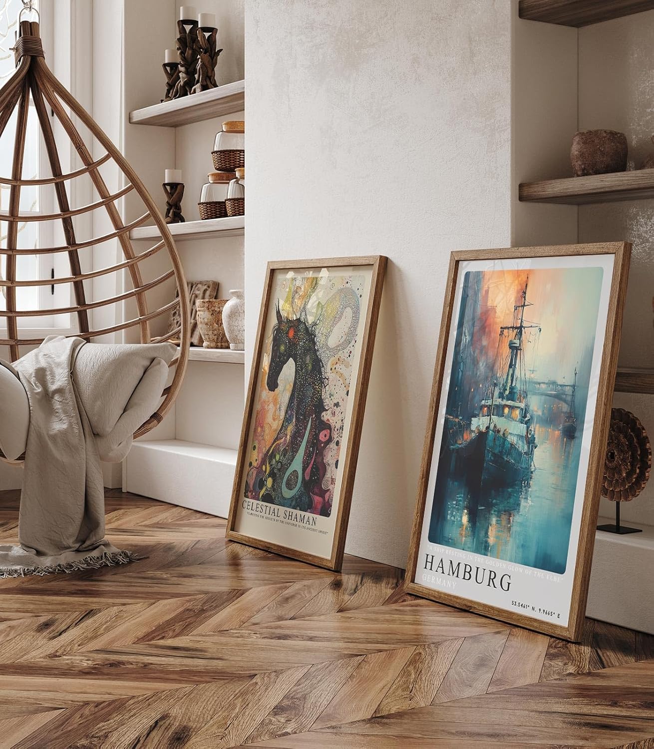 Paul Sinus Leinwandbild 80x120cm Hamburg – Schiff, Hafen, Elbe, Deutschland, Wasser, Sonnenuntergang, Industrie, Seefahrt, Romantik, Atmosphäre