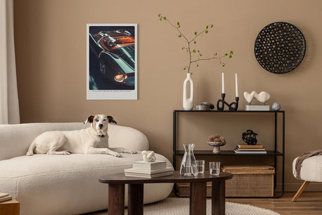 Paul Sinus Leinwandbild 60x90cm Leinwandbild Klassischer Traum aus Geschwindigkeit und Luxus – Elegantes Retro-Sportwagen-Design, glänzende Karosserie