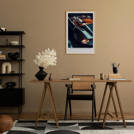 Paul Sinus Leinwandbild 60x90cm Leinwandbild Klassischer Traum aus Geschwindigkeit und Luxus – Elegantes Retro-Sportwagen-Design, glänzende Karosserie