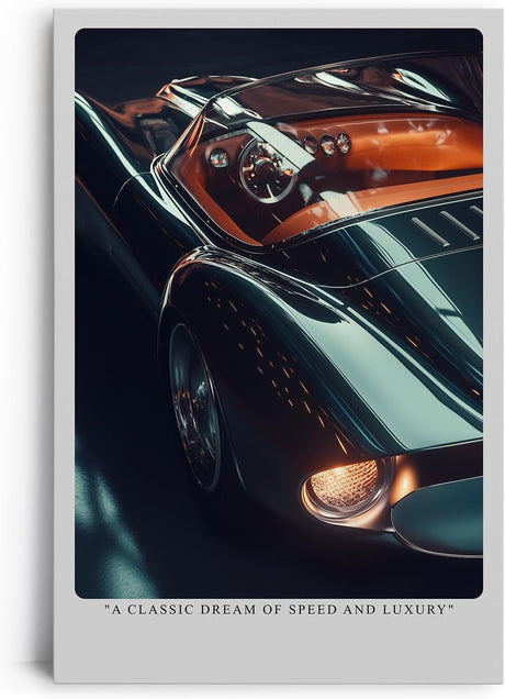 Paul Sinus Leinwandbild 60x90cm Leinwandbild Klassischer Traum aus Geschwindigkeit und Luxus – Elegantes Retro-Sportwagen-Design, glänzende Karosserie