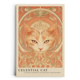 Paul Sinus Leinwandbild 60x90cm kunstvolle Darstellung einer mystischen Katze mit ornamentalen Verzierungen, harmonische Wandkunst in warmen Erdtönen