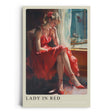 Paul Sinus Leinwandbild 60x90cm Lady in Red – Frau, Rot, Eleganz, Leidenschaft, Nostalgie, Sinnlichkeit, Vintage, Romantik, Kunst, Schönheit, Emotion