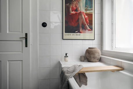 Paul Sinus Leinwandbild 60x90cm Lady in Red – Frau, Rot, Eleganz, Leidenschaft, Nostalgie, Sinnlichkeit, Vintage, Romantik, Kunst, Schönheit, Emotion