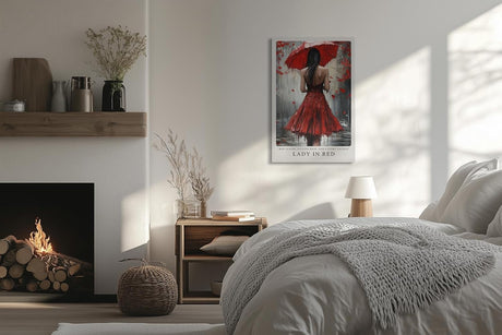 Paul Sinus Leinwandbild 40x60cm Lady in Red – Frau, Rot, Kunst, Regen, Geheimnis, Leidenschaft, Melancholie, Sinnlichkeit, Tropfen, Romantik