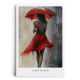 Paul Sinus Leinwandbild 60x90cm Lady in Red – Frau, Rot, Kunst, Regenschirm, Leidenschaft, Eleganz, Sinnlichkeit, Mystik, Emotion, Bewegung, Abstrakt