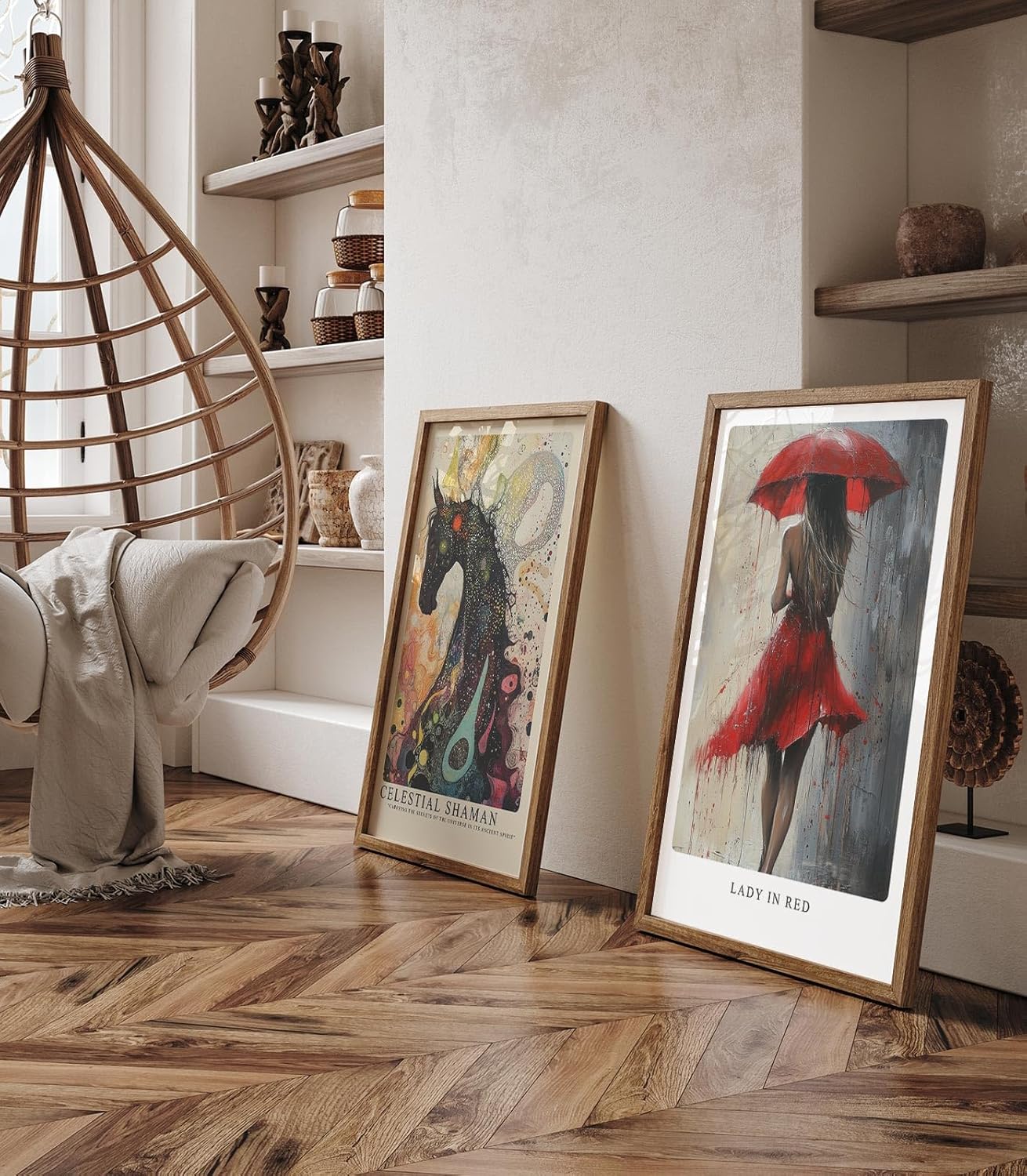 Paul Sinus Leinwandbild 60x90cm Lady in Red – Frau, Rot, Kunst, Regenschirm, Leidenschaft, Eleganz, Sinnlichkeit, Mystik, Emotion, Bewegung, Abstrakt