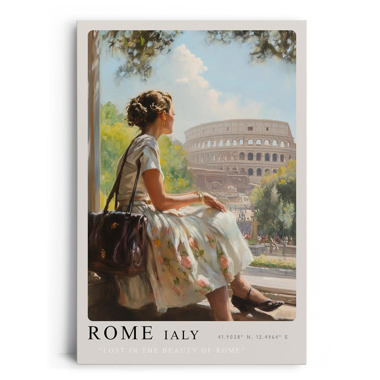 Paul Sinus Leinwandbild 40x60cm Lost in the Beauty of Rome – Italien, Kolosseum, Vintage-Stil, Romantik, Nostalgie, Reise, Architektur, Kultur