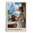 Paul Sinus Leinwandbild 60x90cm Matterhorn – Nostalgie, Alpenpanorama, Zugreise, Vintage, Natur, Romantik, Eisenbahn, Berge, Schweiz, Abenteuer