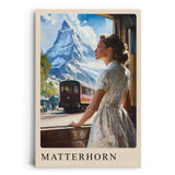 Paul Sinus Leinwandbild 60x90cm Matterhorn – Nostalgie, Alpenpanorama, Zugreise, Vintage, Natur, Romantik, Eisenbahn, Berge, Schweiz, Abenteuer