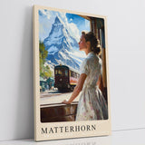 Paul Sinus Leinwandbild 60x90cm Matterhorn – Nostalgie, Alpenpanorama, Zugreise, Vintage, Natur, Romantik, Eisenbahn, Berge, Schweiz, Abenteuer