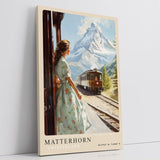 Paul Sinus Leinwandbild 40x60cm Matterhorn – Schweiz, Berge, Nostalgie, Zugreise, Natur, Alpen, Eleganz, Vintage, Panorama, Romantik, Entdeckung