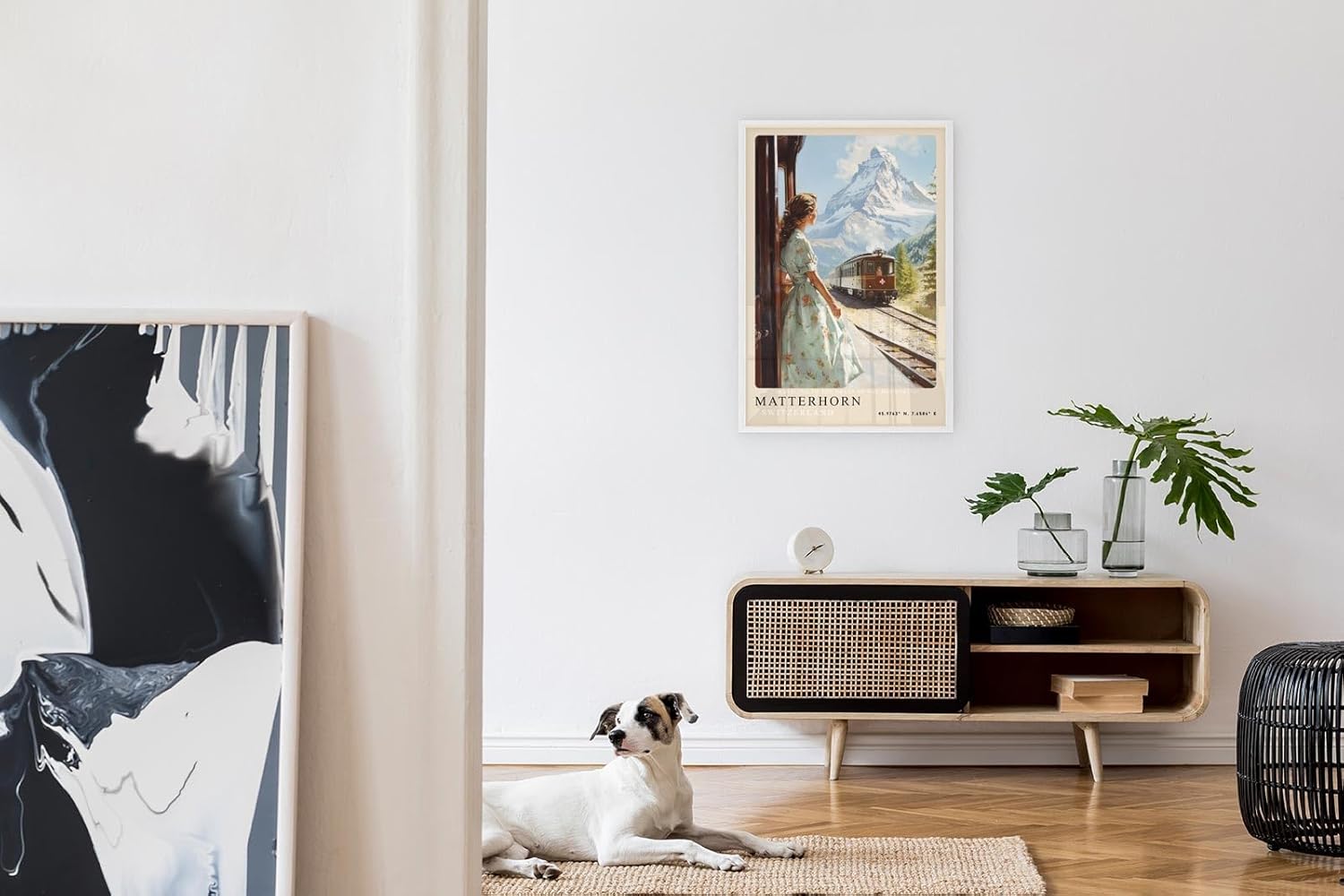 Paul Sinus Leinwandbild 40x60cm Matterhorn – Schweiz, Berge, Nostalgie, Zugreise, Natur, Alpen, Eleganz, Vintage, Panorama, Romantik, Entdeckung