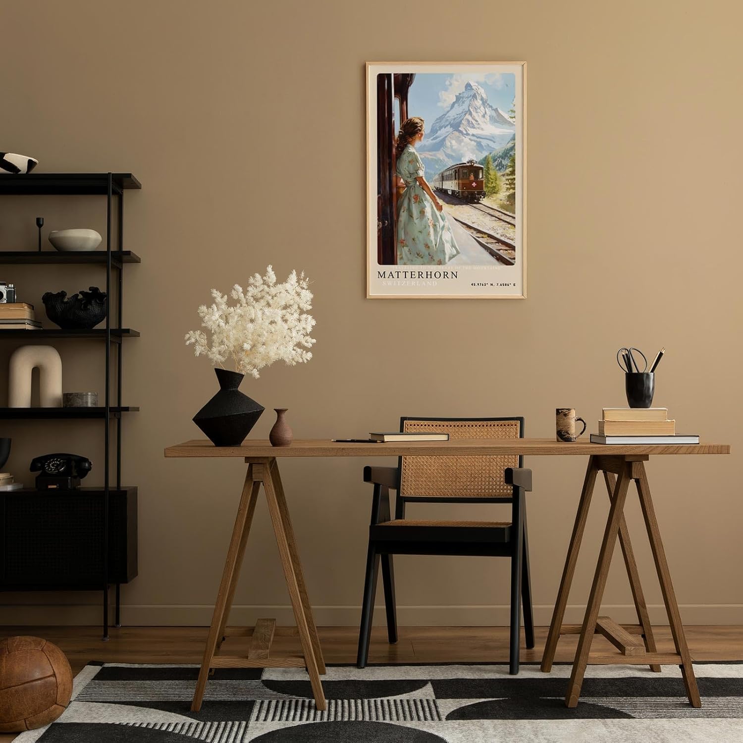 Paul Sinus Leinwandbild 40x60cm Matterhorn – Schweiz, Berge, Nostalgie, Zugreise, Natur, Alpen, Eleganz, Vintage, Panorama, Romantik, Entdeckung