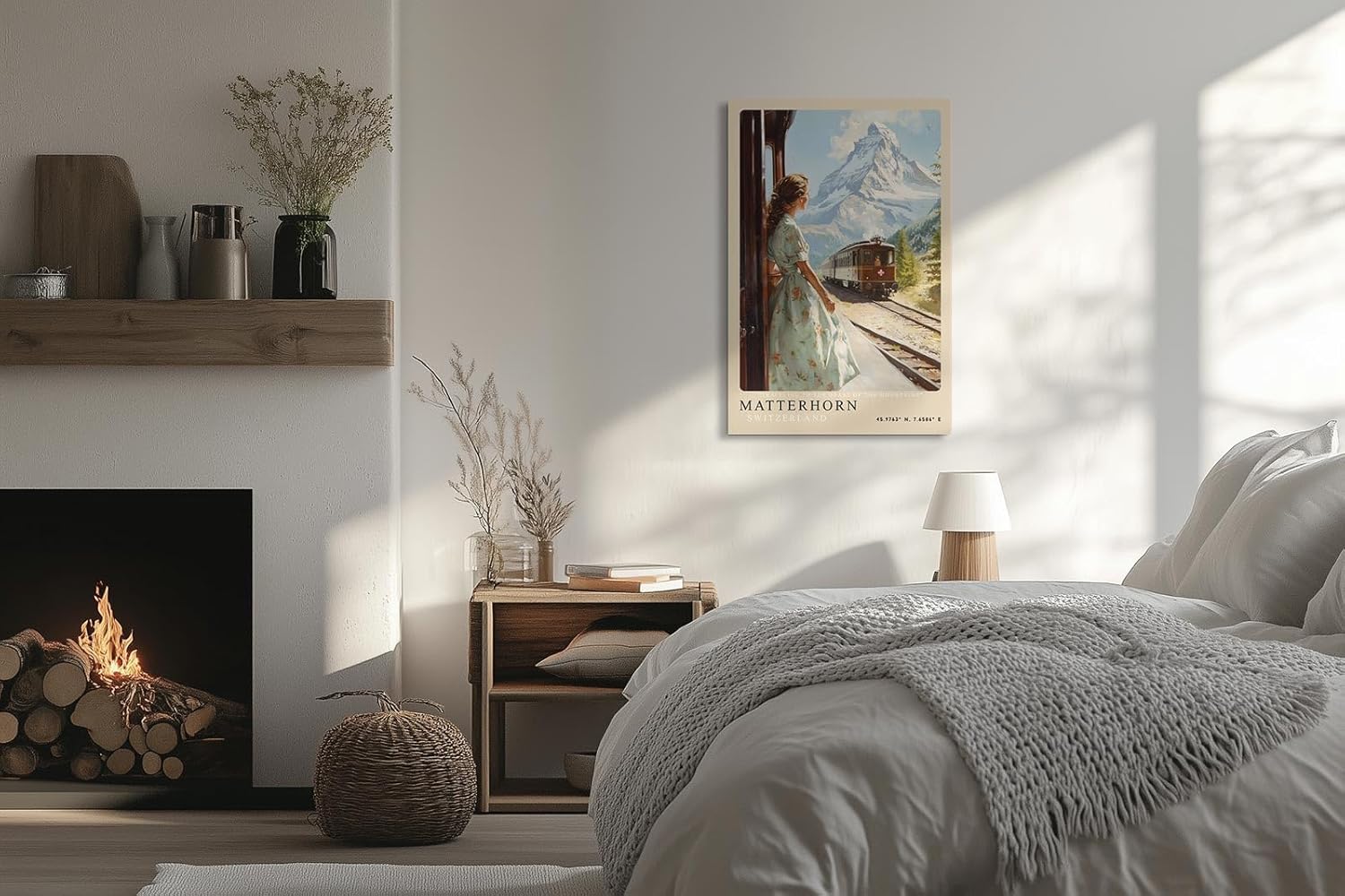 Paul Sinus Leinwandbild 40x60cm Matterhorn – Schweiz, Berge, Nostalgie, Zugreise, Natur, Alpen, Eleganz, Vintage, Panorama, Romantik, Entdeckung