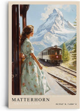 Paul Sinus Leinwandbild 40x60cm Matterhorn – Schweiz, Berge, Nostalgie, Zugreise, Natur, Alpen, Eleganz, Vintage, Panorama, Romantik, Entdeckung