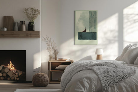 Paul Sinus Leinwandbild 80x120cm Minimalist Meditation Leinwandbild meditierende Figur vor kühler Architektur ruhige Symbiose von Raum und Geist