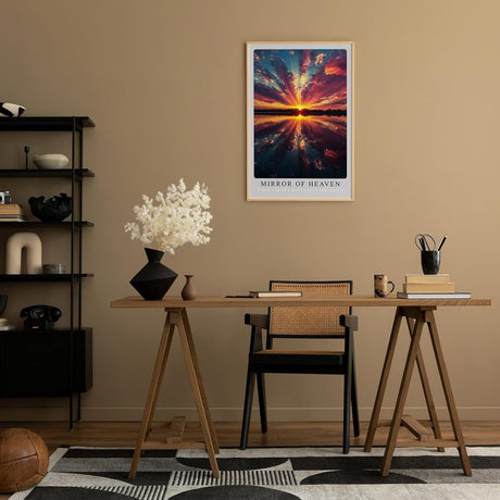 Paul Sinus Leinwandbild 60x90cm Mirror of Heaven strahlender Sonnenuntergang himmlische Reflexion spektakuläres Lichtspiel Naturwunder