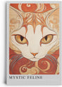 Paul Sinus Leinwandbild 80x120cm mystisches Katzenporträt mit kunstvollen Ornamenten und intensiven Augen, faszinierende Wandkunst in warmen Erdtönen