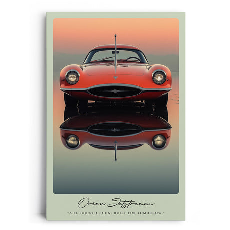 Paul Sinus Leinwandbild 80x120cm Orion Jetstream Leinwandbild futuristischer Sportwagen mit ikonischem Design in dramatischer Abendstimmung