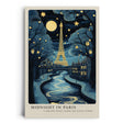 Paul Sinus Leinwandbild 60x90cm Paris Nachttraum Eiffelturm kunstvoll romantisch verträumt blau gold Lichter Stadt Zauber modern elegant