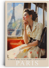 Paul Sinus Leinwandbild 40x60cm Paris – Nostalgie, Eleganz, Romantik, Frankreich, Reise, Retro, Vintage, Zug, Mode, 50er Jahre, Stil, Liebe, Sehnsucht