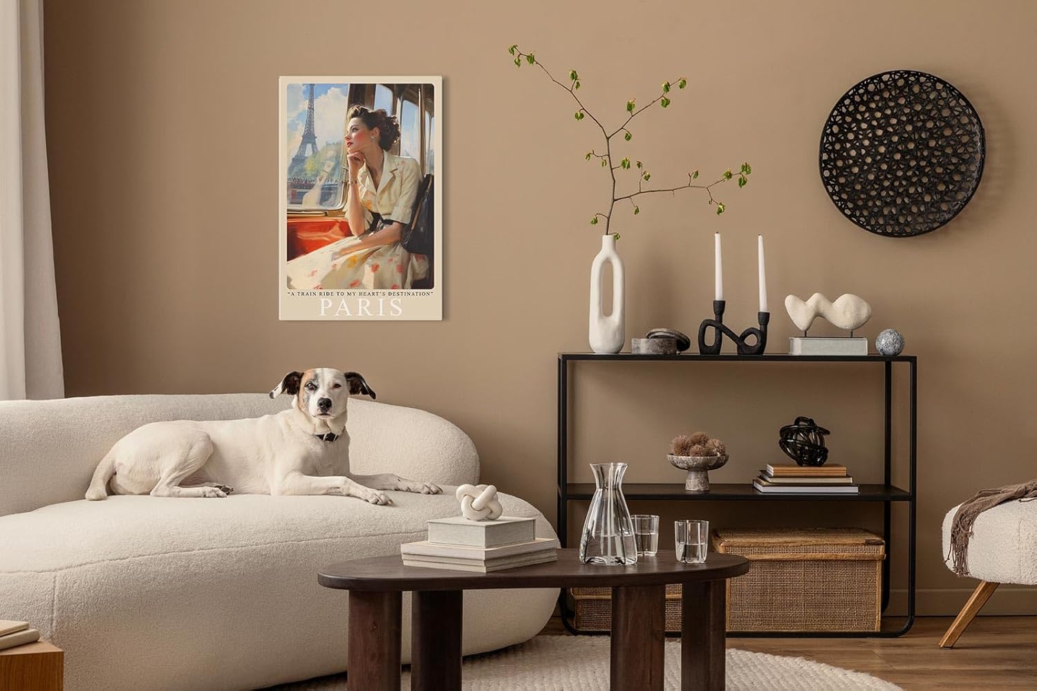 Paul Sinus Leinwandbild 40x60cm Paris – Nostalgie, Eleganz, Romantik, Frankreich, Reise, Retro, Vintage, Zug, Mode, 50er Jahre, Stil, Liebe, Sehnsucht