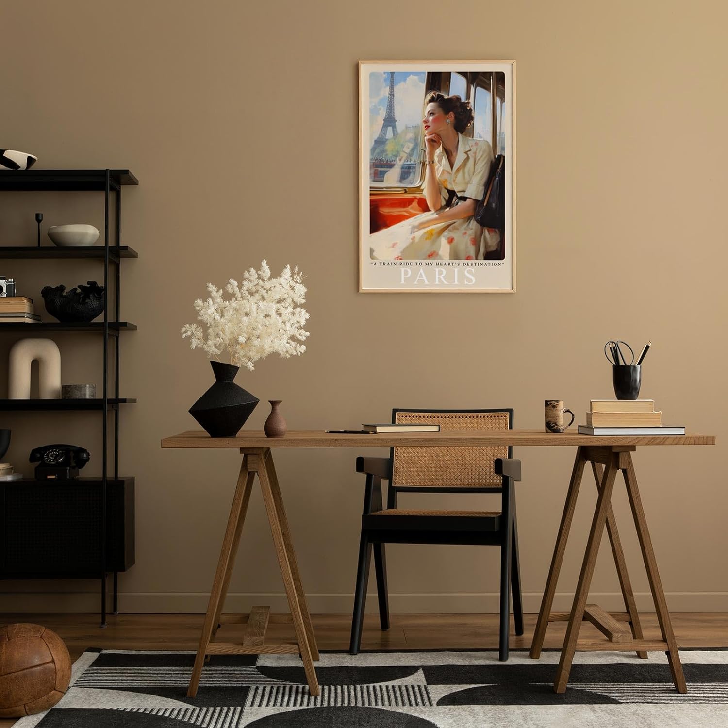 Paul Sinus Leinwandbild 40x60cm Paris – Nostalgie, Eleganz, Romantik, Frankreich, Reise, Retro, Vintage, Zug, Mode, 50er Jahre, Stil, Liebe, Sehnsucht