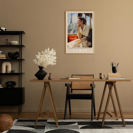 Paul Sinus Leinwandbild 40x60cm Paris – Nostalgie, Eleganz, Romantik, Frankreich, Reise, Retro, Vintage, Zug, Mode, 50er Jahre, Stil, Liebe, Sehnsucht