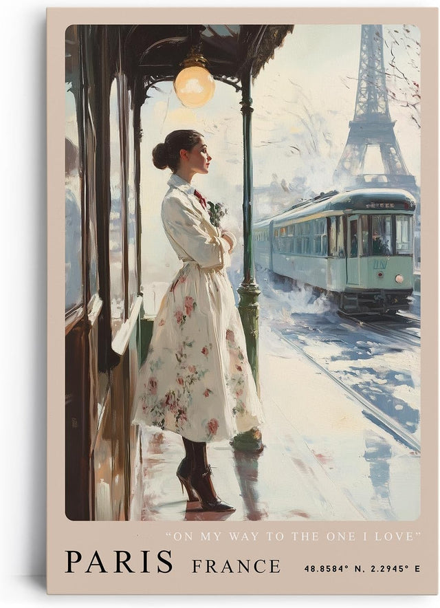 Paul Sinus Leinwandbild 40x60cm Paris – Nostalgie, Liebe, Romantik, Retro, Vintage, Frankreich, Eleganz, Belle Époque, Sehnsucht, Kunst, Stadtleben