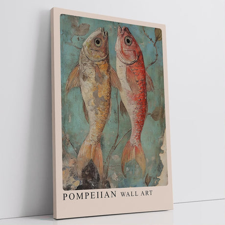 Paul Sinus Leinwandbild 80x120cm Leinwandbild Pompejanische Kunst – Antike Fischdarstellung, mediterraner Charme, historische Ästhetik, Vintage-Fresko