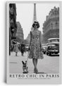Paul Sinus Leinwandbild 80x120cm Leinwandbild Retro Chic in Paris – Stilvolle Vintage-Fotografie mit eleganter Frau, französisches Flair