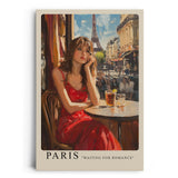 Paul Sinus Leinwandbild 60x90cm Leinwandbild Romantische Pariser Café-Szene – Frau im roten Kleid, impressionistische Stadtansicht, französischer Charme