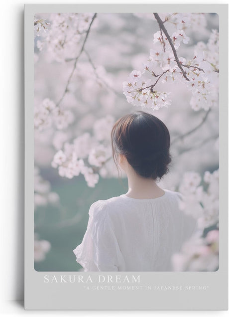 Paul Sinus Leinwandbild 80x120cm Leinwandbild Sakura Traum – Zarte Frühlingsszene mit blühenden Kirschblüten, verträumte Atmosphäre, japanische Eleganz