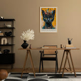 Paul Sinus Leinwandbild 80x120cm Spiritual Guardian mystische schwarze Katze spirituell faszinierend Symbolik kraftvolle Farben goldene Augen