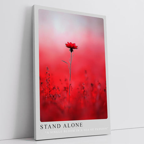 Paul Sinus Leinwandbild 60x90cm Stand Alone – Blume, Natur, Rot, Leidenschaft, Einsamkeit, Schönheit, Minimalismus, Kunst, Fotografie, Eleganz
