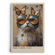 Paul Sinus Leinwandbild 80x120cm The Cool Cat Leinwandbild stilvolle Katze mit goldener Sonnenbrille und Schmetterlingen kreative Kunst mit Vintage-Ästhetik