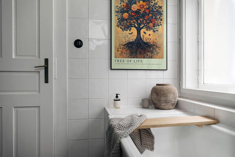 Paul Sinus Leinwandbild 40x60cm Tree of Life – Symbolhafte Naturkunst, detailreich verzweigter Baum mit blühenden Blüten, verwurzelte Kraft