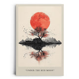 Paul Sinus Leinwandbild 40x60cm Under the Red Moon – Japan, Mond, Minimalismus, Natur, Kunst, Ruhe, Meditation, Ästhetik, Symbolik, Balance