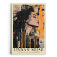 Paul Sinus Leinwandbild 60x90cm Leinwandbild Urbane Muse – Ausdrucksstarke Mixed-Media-Kunst mit weiblichem Porträt, Street-Art-Ästhetik