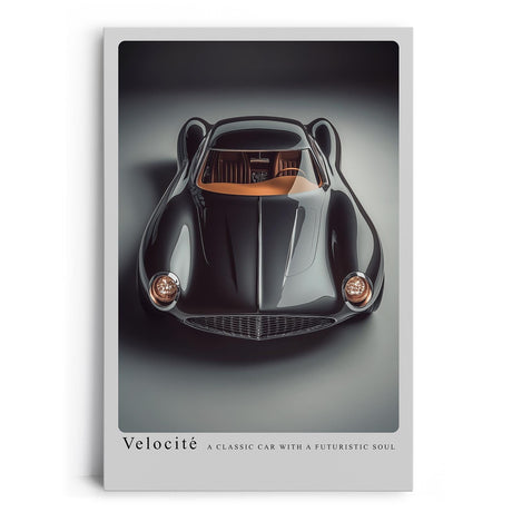 Paul Sinus Leinwandbild 80x120cm Velocité klassischer Sportwagen futuristisch schwarz elegant Retro Luxus Design